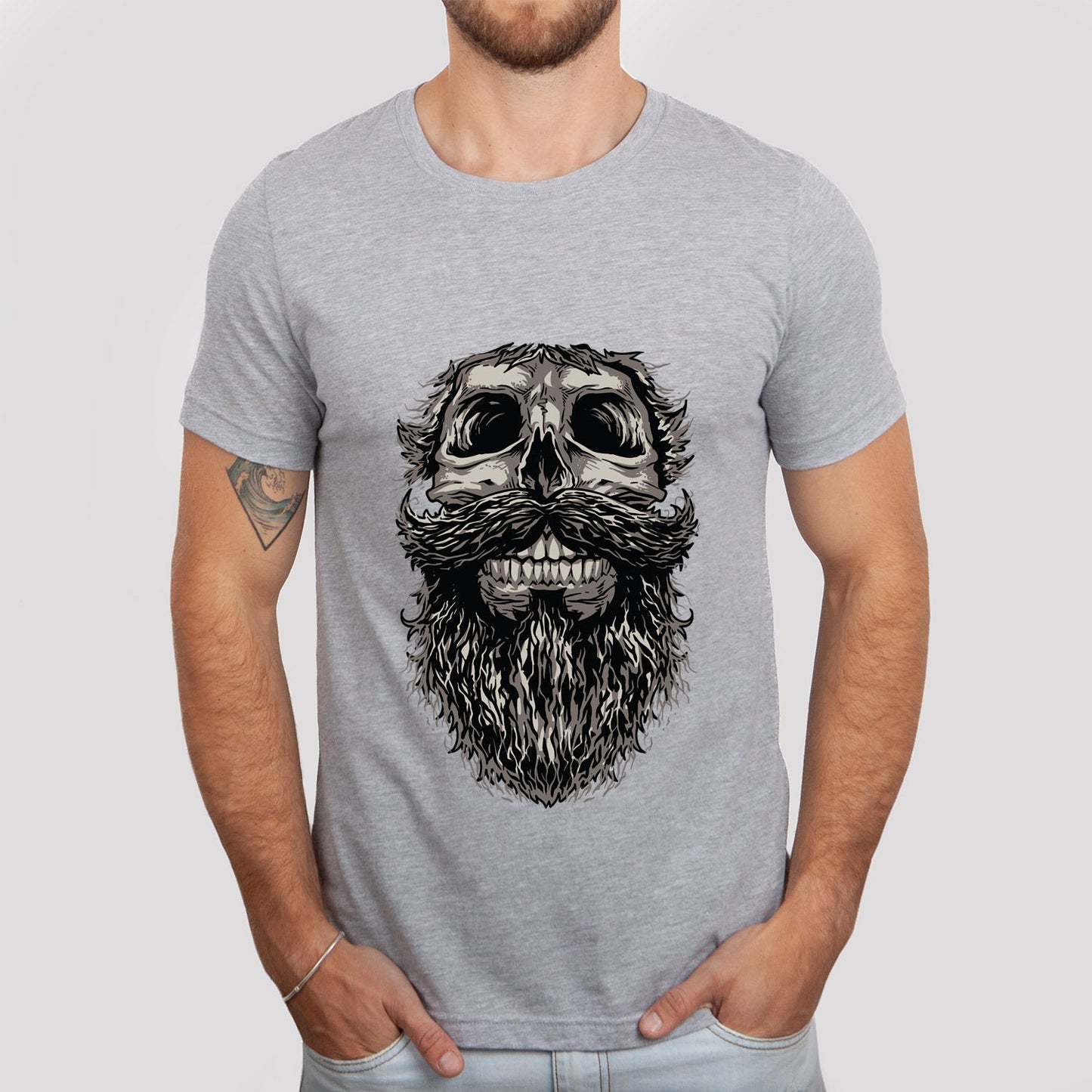 Skull and Beard T-shirt, Skull T-shirt, Skeleton Face Shirt, Beard LoversT-Shirt, Skull with Beard Shirt, Hair T-Shirt, Gifts For Him