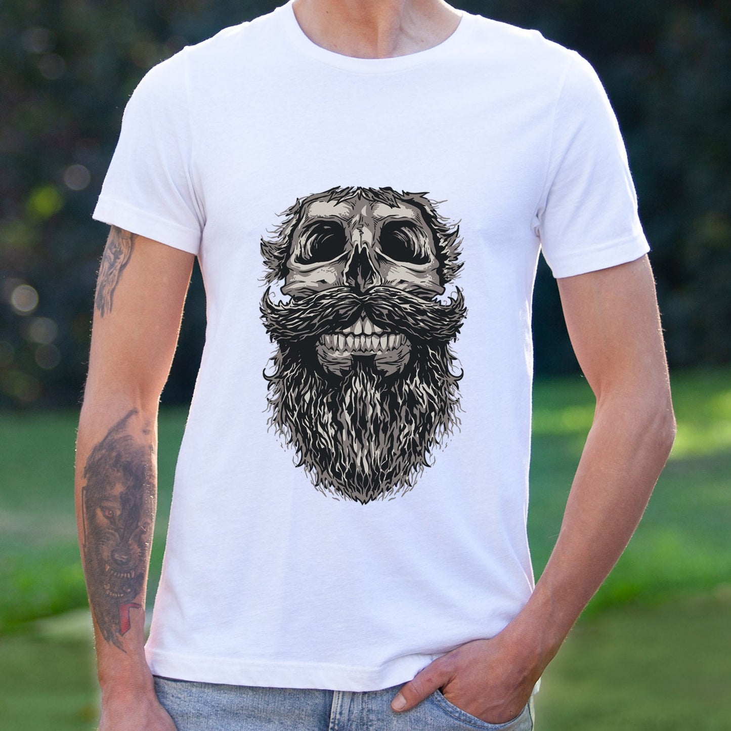 Skull and Beard T-shirt, Skull T-shirt, Skeleton Face Shirt, Beard LoversT-Shirt, Skull with Beard Shirt, Hair T-Shirt, Gifts For Him
