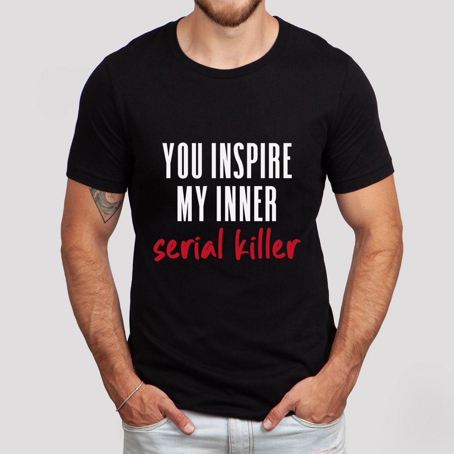 T-shirt « Tu inspires mon tueur en série intérieur », t-shirt « True Crime », t-shirts drôles, t-shirt « Meurtrier », t-shirt « Films policiers », t-shirt cadeau