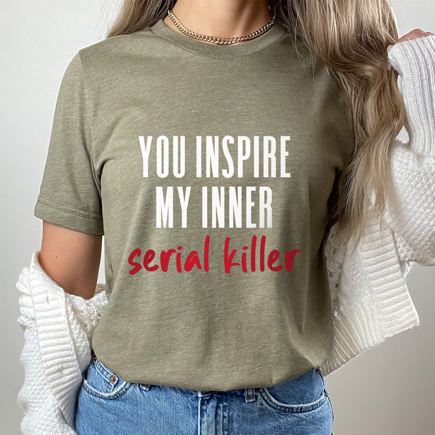 T-shirt « Tu inspires mon tueur en série intérieur », t-shirt « True Crime », t-shirts drôles, t-shirt « Meurtrier », t-shirt « Films policiers », t-shirt cadeau