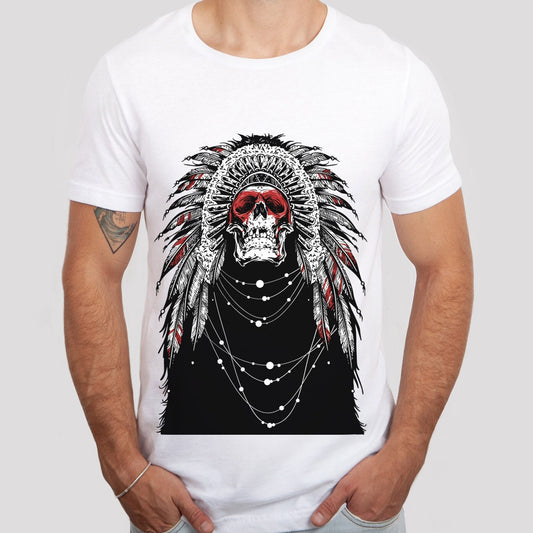 Native Shirt, Indianer T-Shirt, Tribal T-Shirt, Indianer Federn T-Shirt, Totenkopf T-Shirt, Gothic T-Shirt, Fantasy und Mythos T-Shirt, Horror Shirt