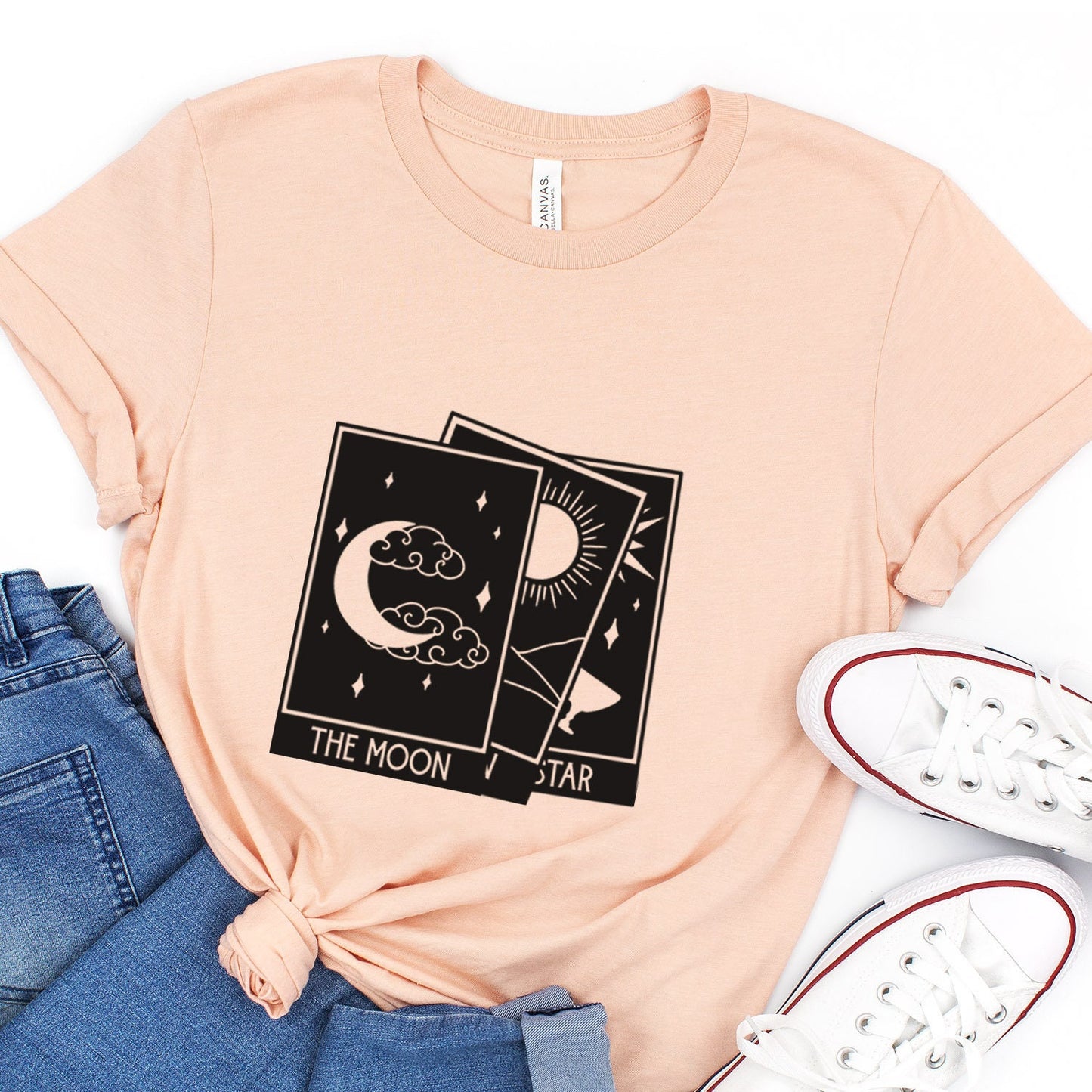 Tarot Stack T-Shirt, Astrologie Shirt, Mystisches Shirt, Boho T-Shirt, Mond Sterne Sonne T-Shirt, Mystisches Shirt Geschenk für Sie
