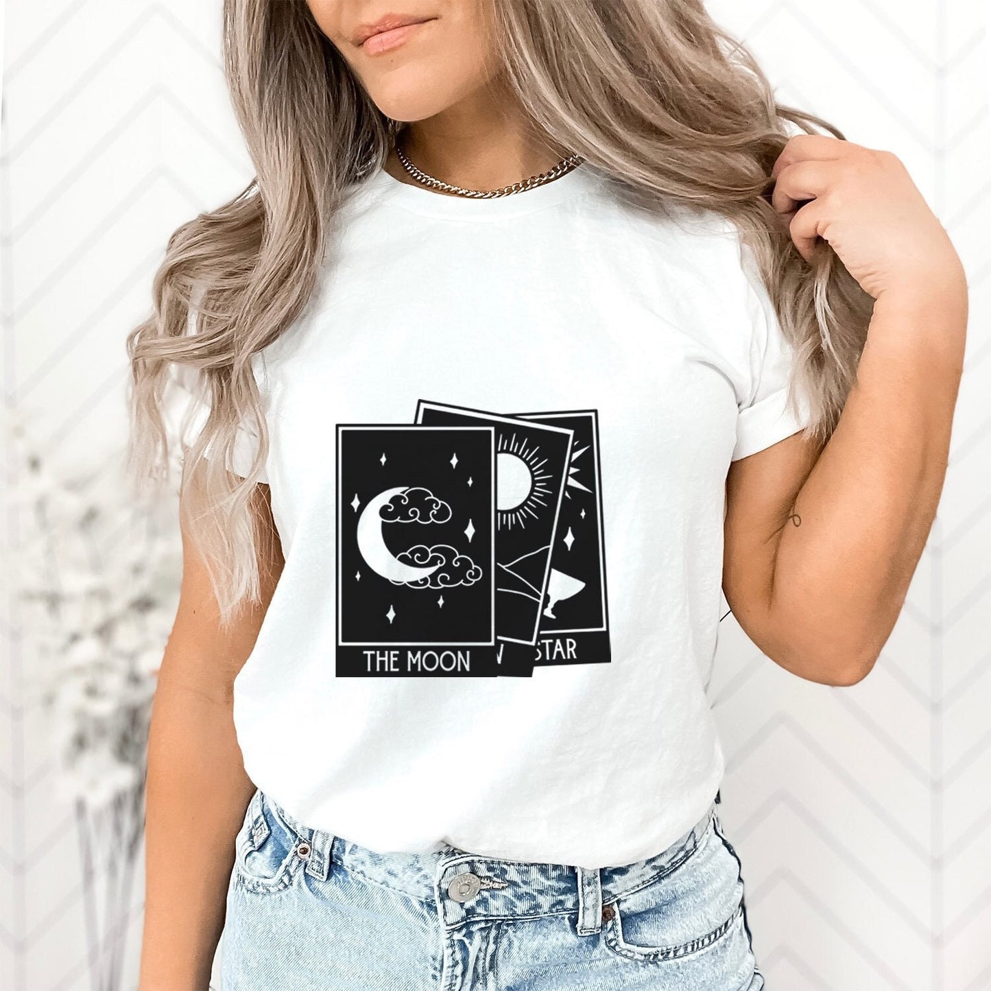 Tarot Stack T-Shirt, Astrologie Shirt, Mystisches Shirt, Boho T-Shirt, Mond Sterne Sonne T-Shirt, Mystisches Shirt Geschenk für Sie