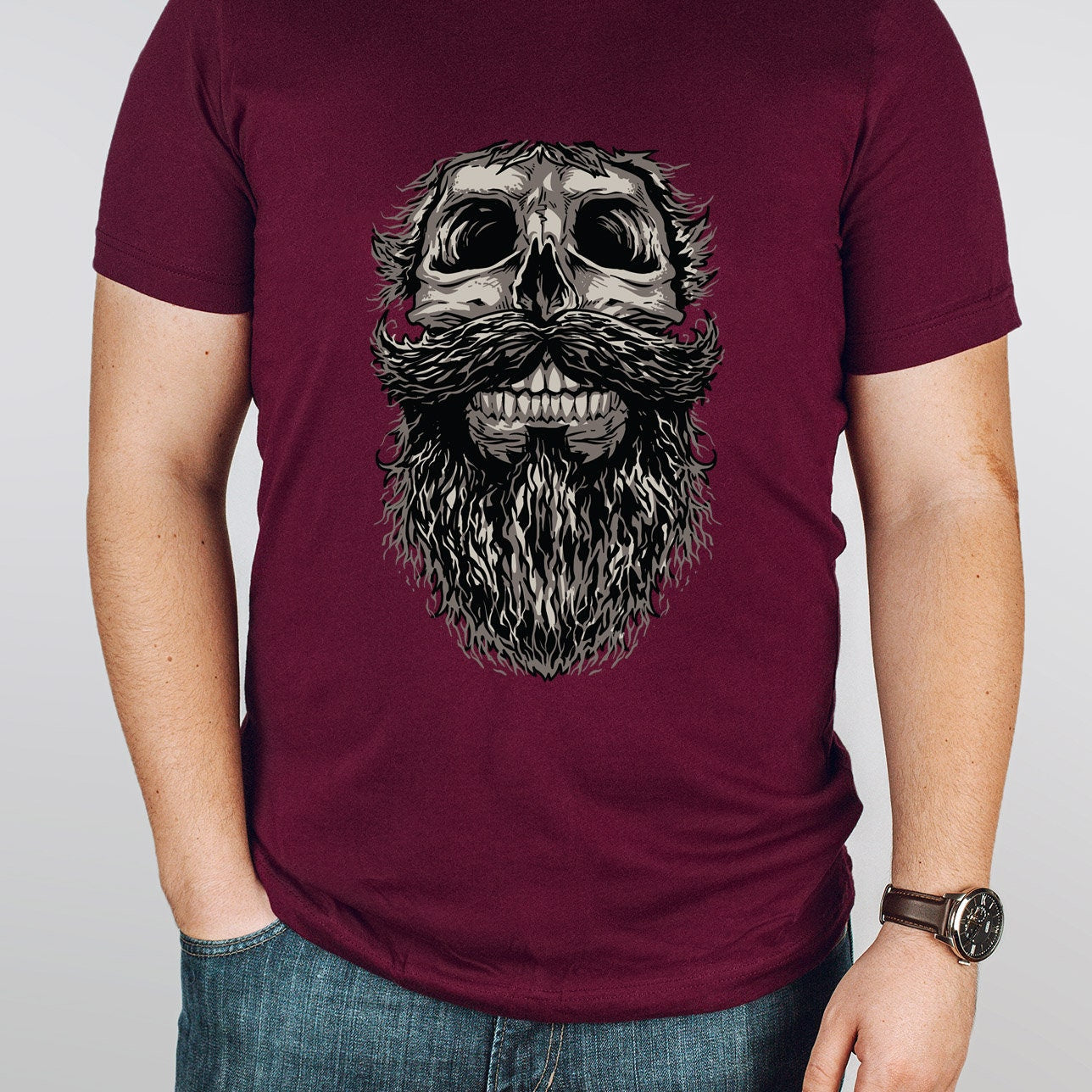 Skull and Beard T-shirt, Skull T-shirt, Skeleton Face Shirt, Beard LoversT-Shirt, Skull with Beard Shirt, Hair T-Shirt, Gifts For Him