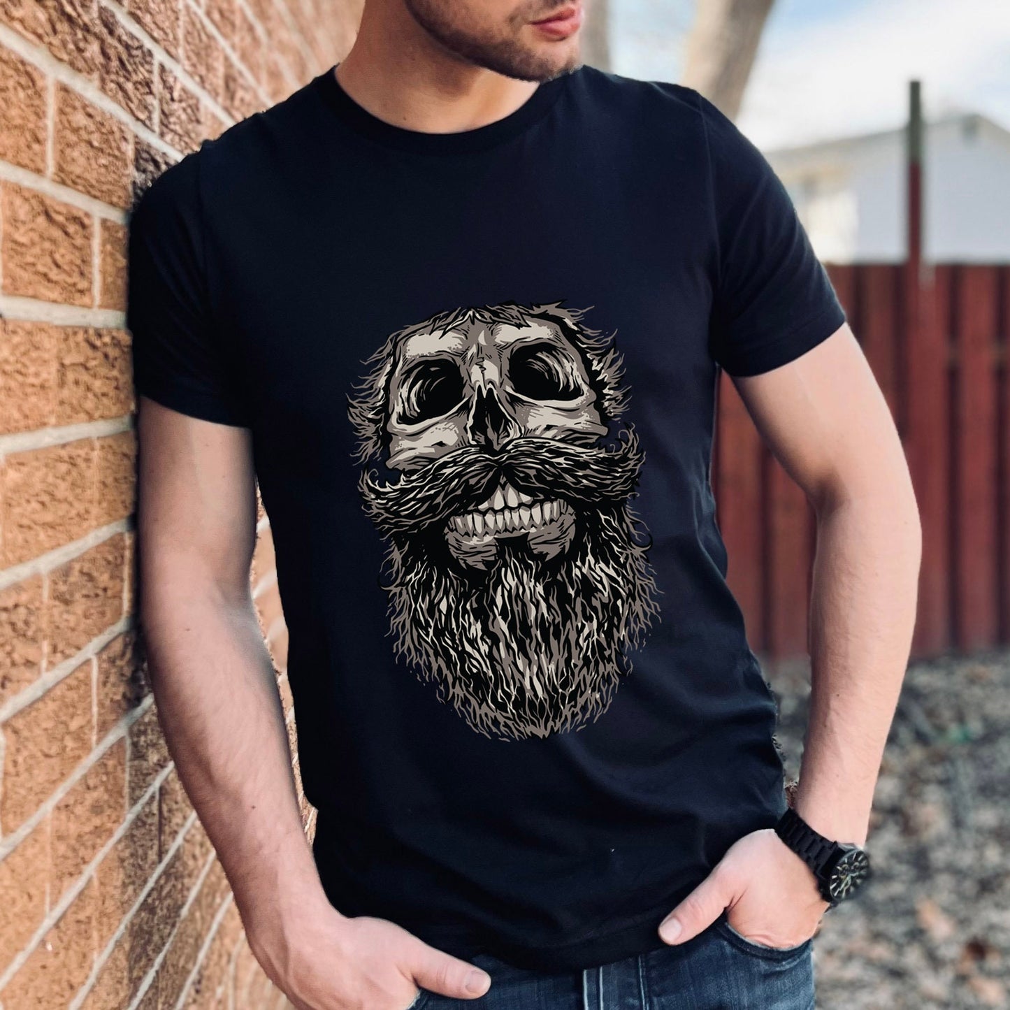 Skull and Beard T-shirt, Skull T-shirt, Skeleton Face Shirt, Beard LoversT-Shirt, Skull with Beard Shirt, Hair T-Shirt, Gifts For Him