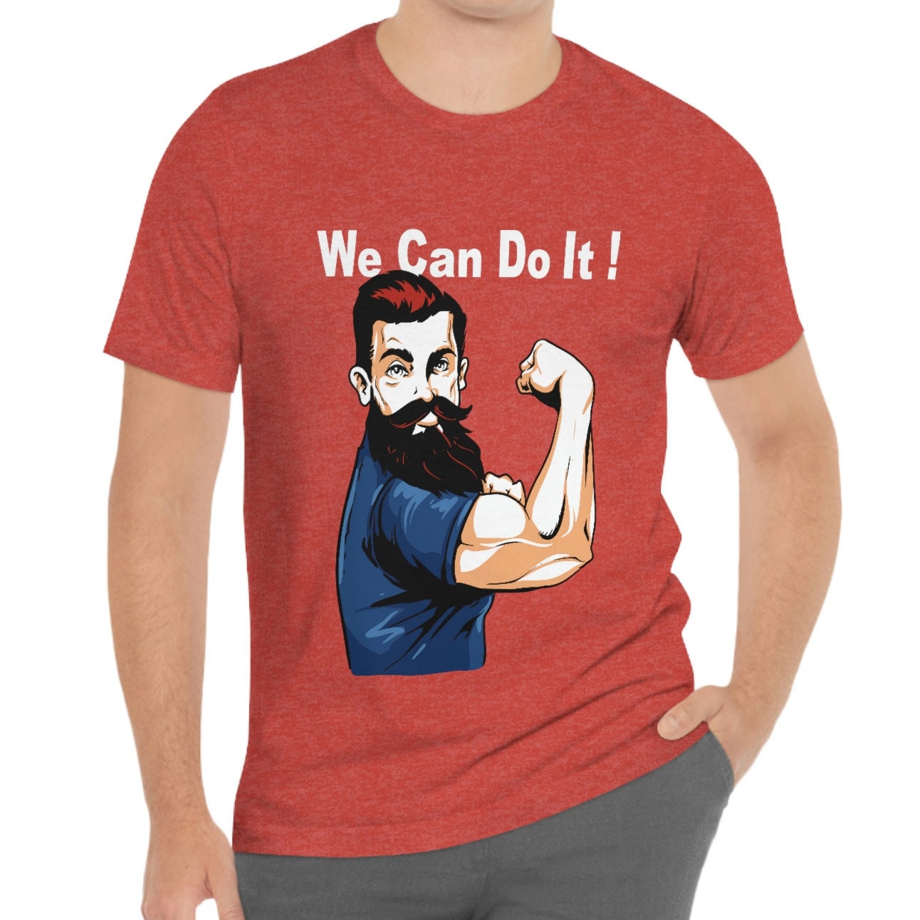 T-shirt avec citations inspirantes, t-shirt We can Do It, t-shirt avec citation, t-shirt drôle, t-shirt avec barbe, t-shirt de motivation, t-shirt avec muscles