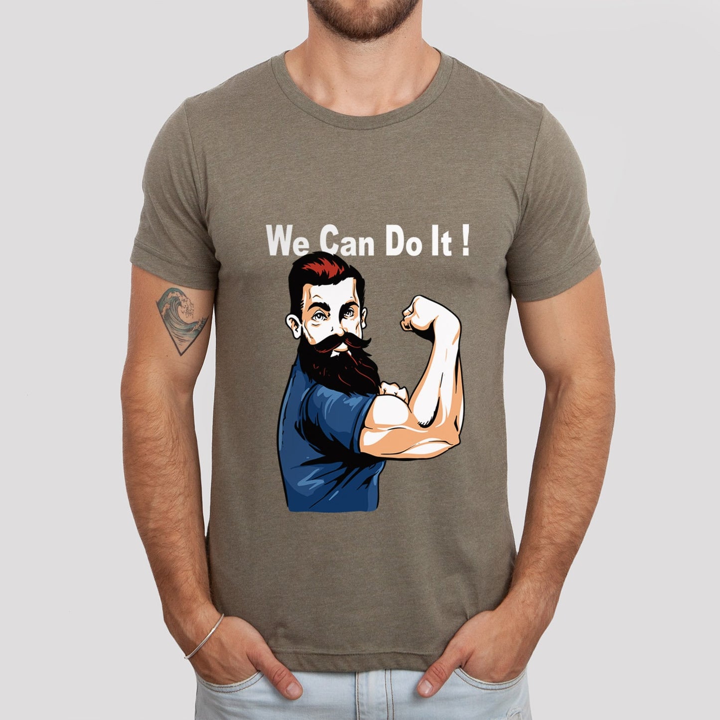 T-shirt avec citations inspirantes, t-shirt We can Do It, t-shirt avec citation, t-shirt drôle, t-shirt avec barbe, t-shirt de motivation, t-shirt avec muscles
