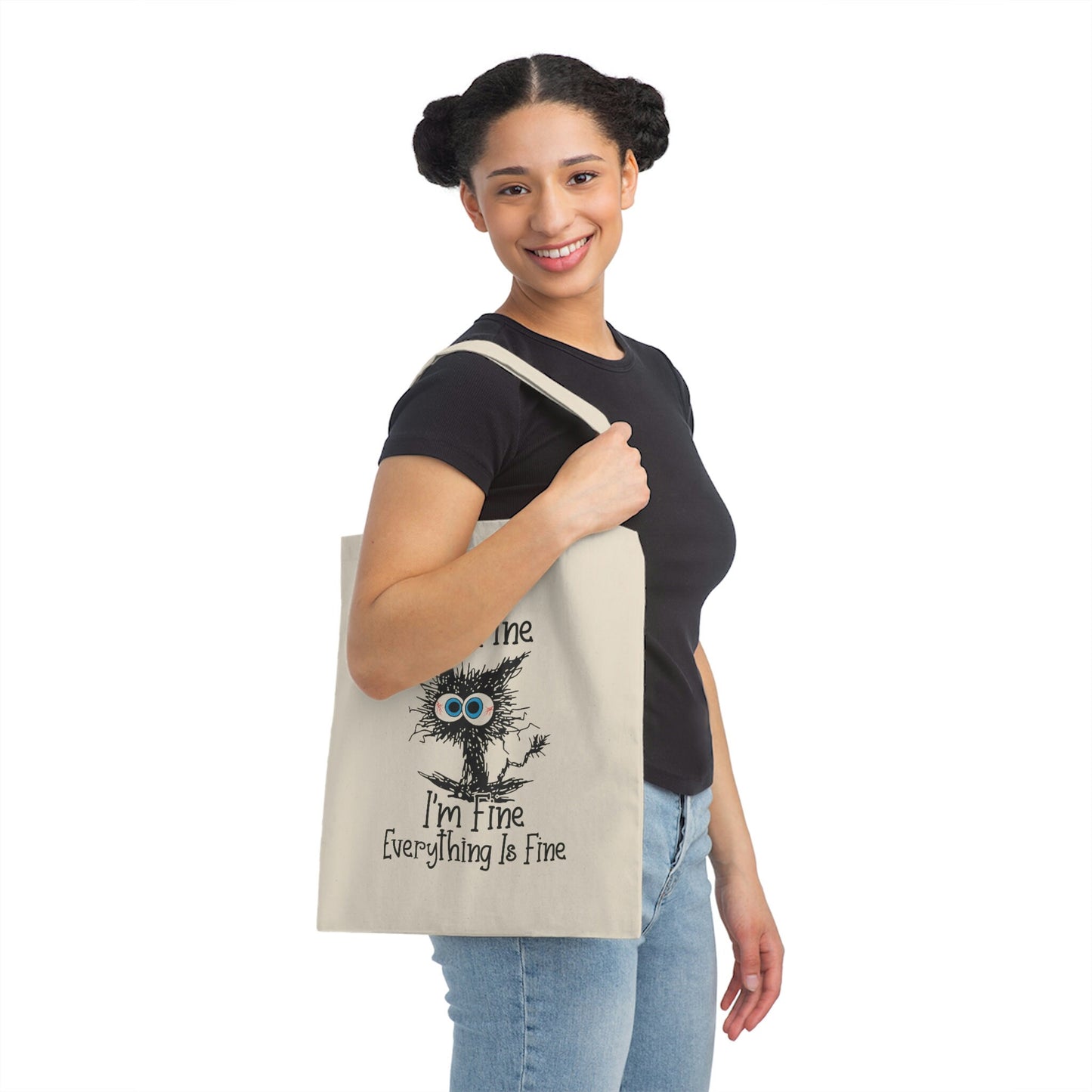 It's Fine I'm Fine Everything is Fine Canvas Tote Bag , Funny Cat Tote Bag , It's Fine Cat Tote Bag, I am Fine Cat Tote Bag