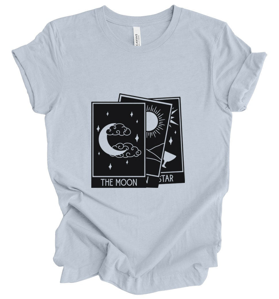 Tarot Stack T-Shirt, Astrologie Shirt, Mystisches Shirt, Boho T-Shirt, Mond Sterne Sonne T-Shirt, Mystisches Shirt Geschenk für Sie