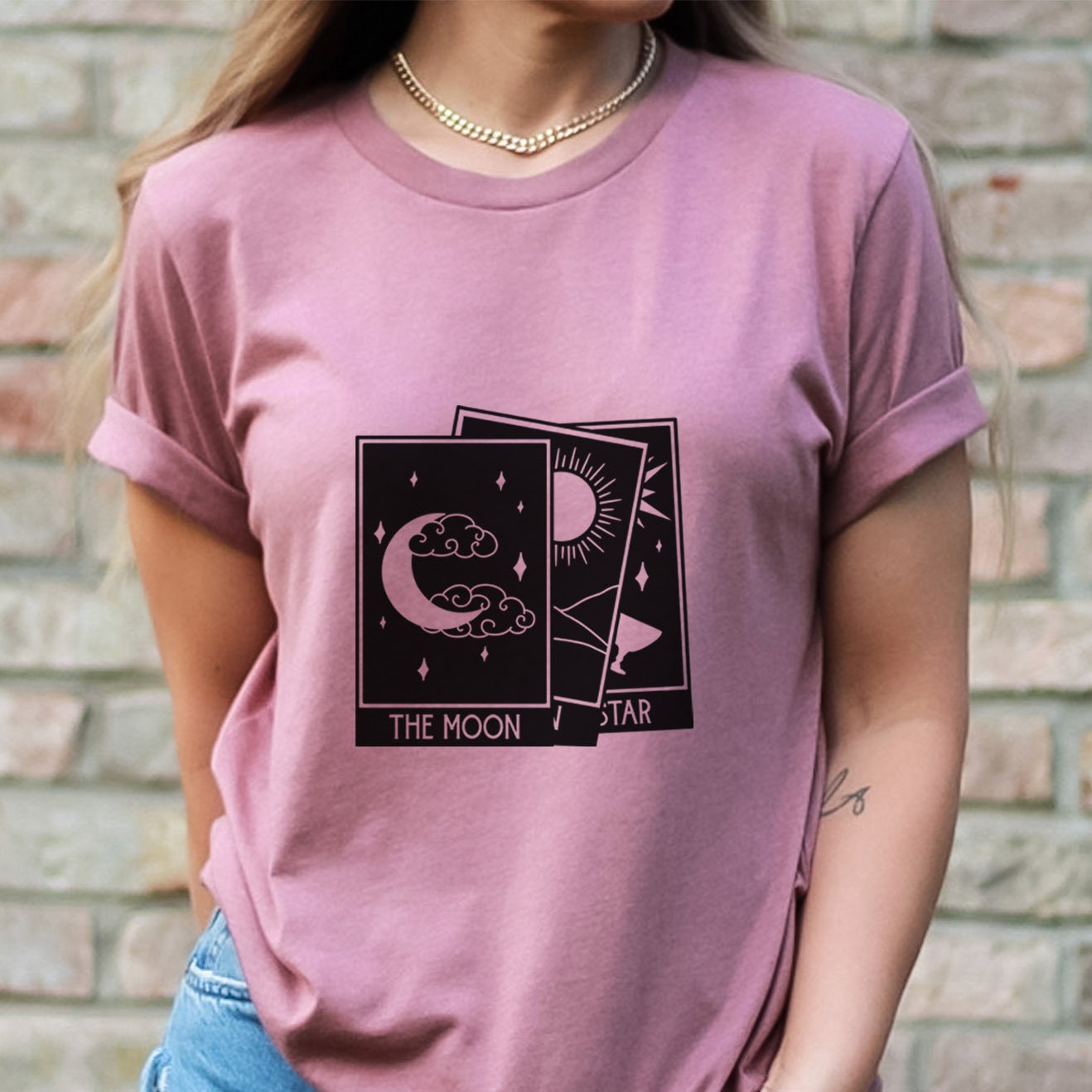 Tarot Stack T-Shirt, Astrologie Shirt, Mystisches Shirt, Boho T-Shirt, Mond Sterne Sonne T-Shirt, Mystisches Shirt Geschenk für Sie