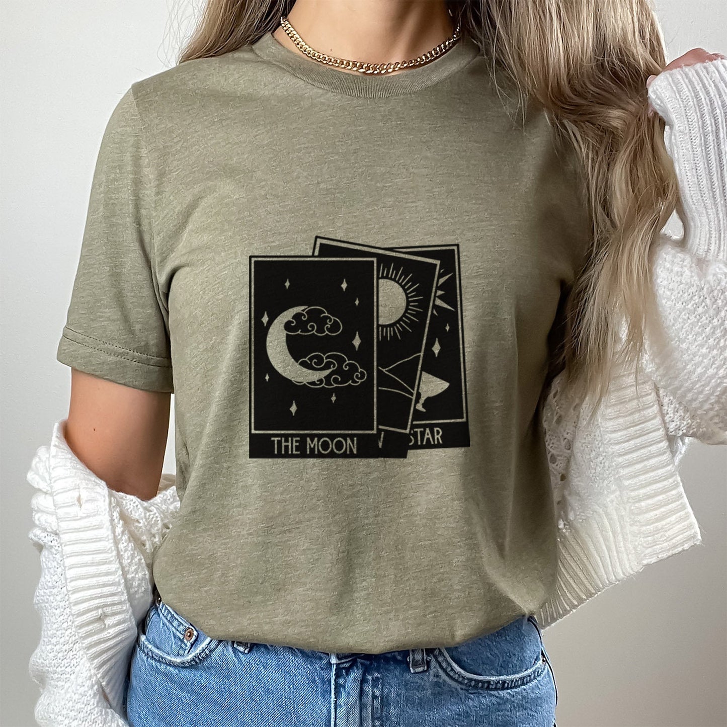 Tarot Stack T-Shirt, Astrologie Shirt, Mystisches Shirt, Boho T-Shirt, Mond Sterne Sonne T-Shirt, Mystisches Shirt Geschenk für Sie