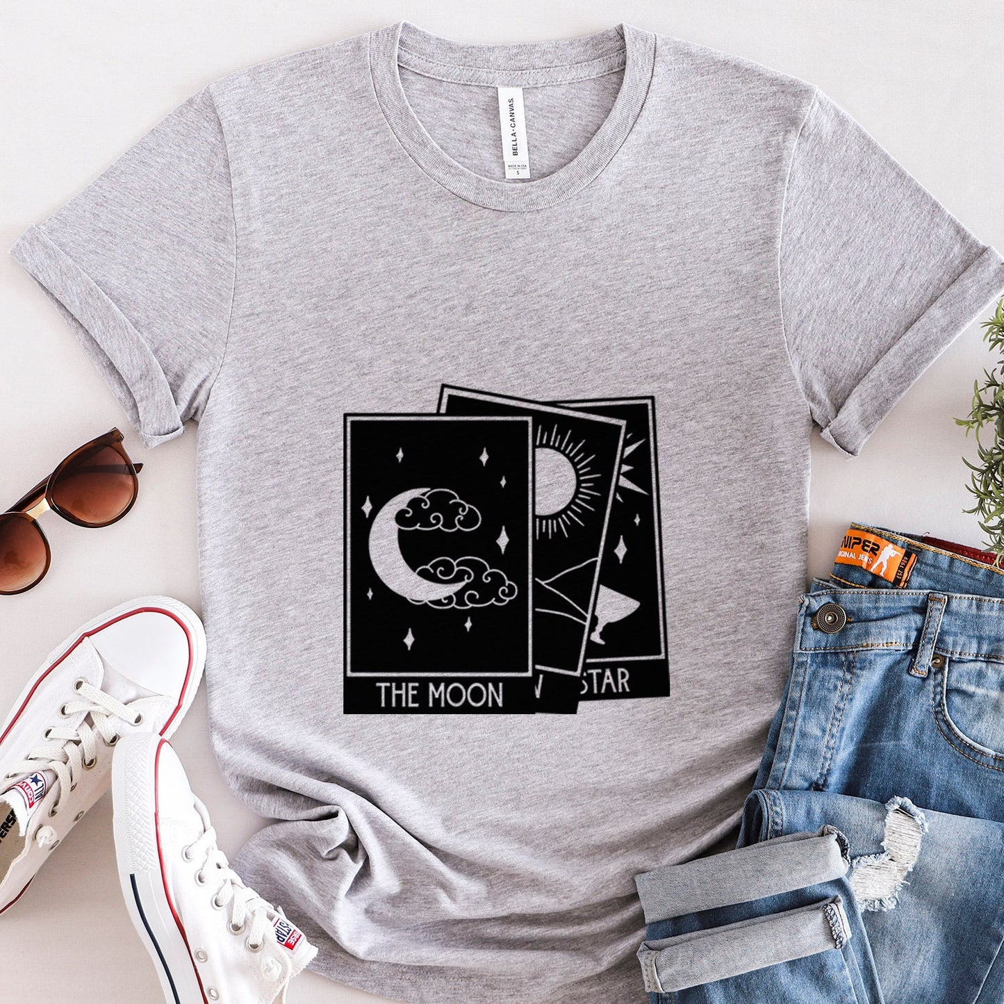 Tarot Stack T-Shirt, Astrologie Shirt, Mystisches Shirt, Boho T-Shirt, Mond Sterne Sonne T-Shirt, Mystisches Shirt Geschenk für Sie