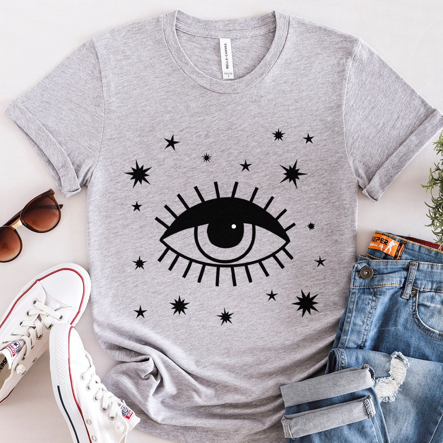Mystical Shirt, Third Eye T-shirt, Boho T-shirt, Stars T-Shirt, Bohemian T-shirt, Astrologic Shirt, Gift for Her