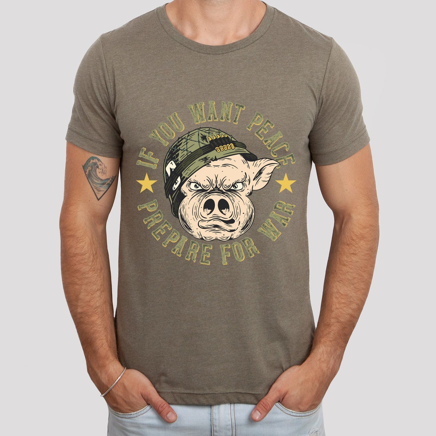 If You Want Piece Prepare for War T-shirt, Peace T-shirt, War T-shirt, Military Shirt, Pig Shirt, T-shirt with Saying, Shirt with Pig