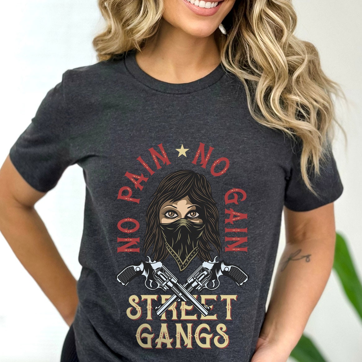 T-shirt No Pain No Gain, T-shirt Wanted Bandits, T-shirt Bandit Girl, T-shirt Bandido, T-shirt Street Gangs, T-shirt Wild West, T-shirt Hipster drôle