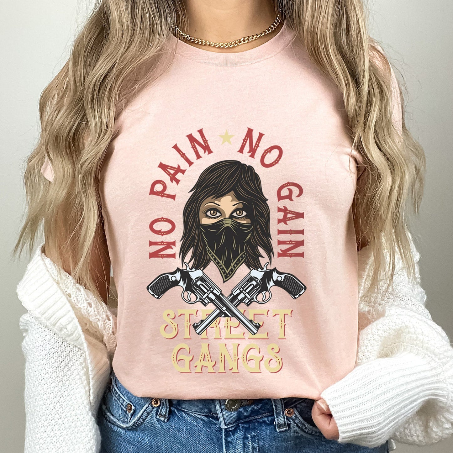 T-shirt No Pain No Gain, T-shirt Wanted Bandits, T-shirt Bandit Girl, T-shirt Bandido, T-shirt Street Gangs, T-shirt Wild West, T-shirt Hipster drôle