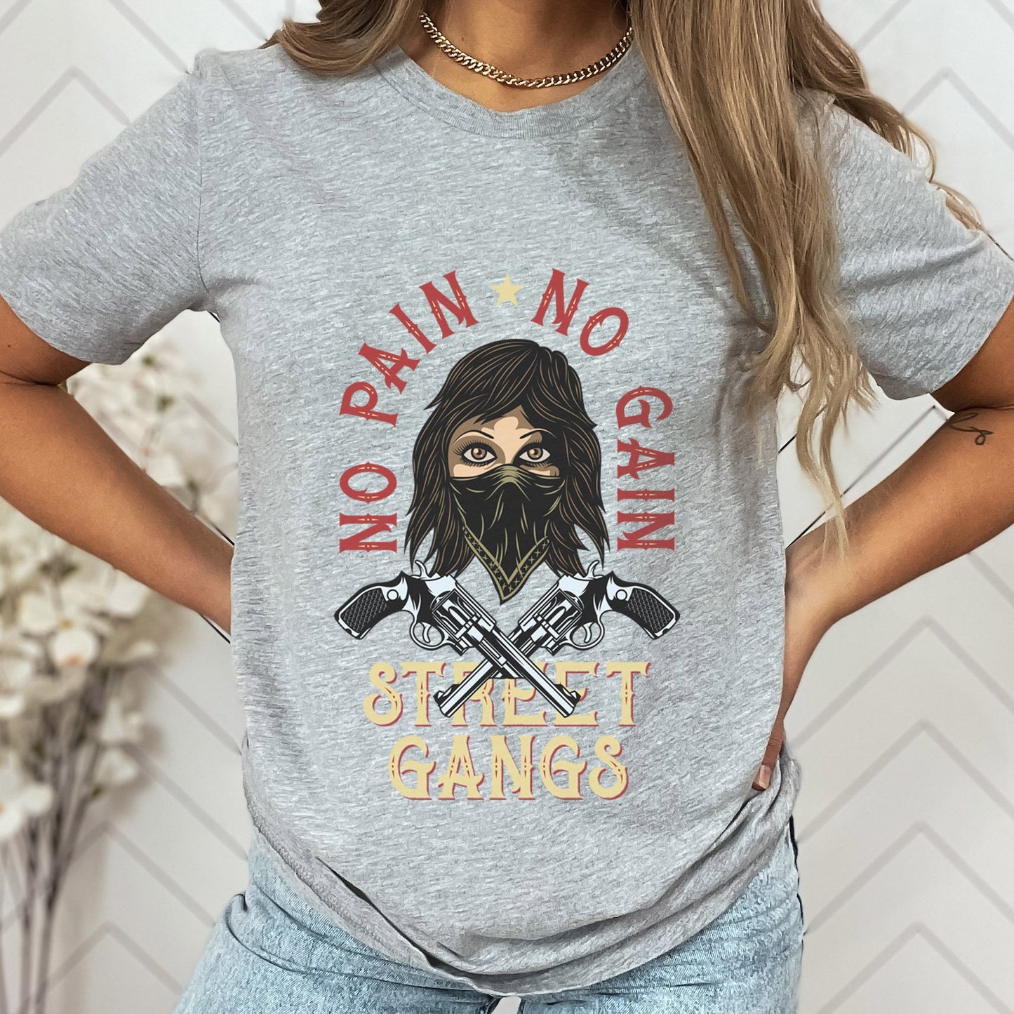 T-shirt No Pain No Gain, T-shirt Wanted Bandits, T-shirt Bandit Girl, T-shirt Bandido, T-shirt Street Gangs, T-shirt Wild West, T-shirt Hipster drôle