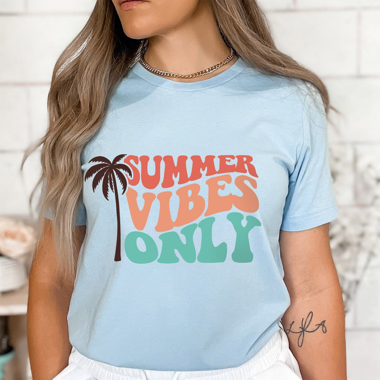 Summer Vibes Only Shirt, Retro Shirts, Sommer T-Shirt, Sommer Shirts, Strand Shirts für Frauen, Urlaubs Shirt