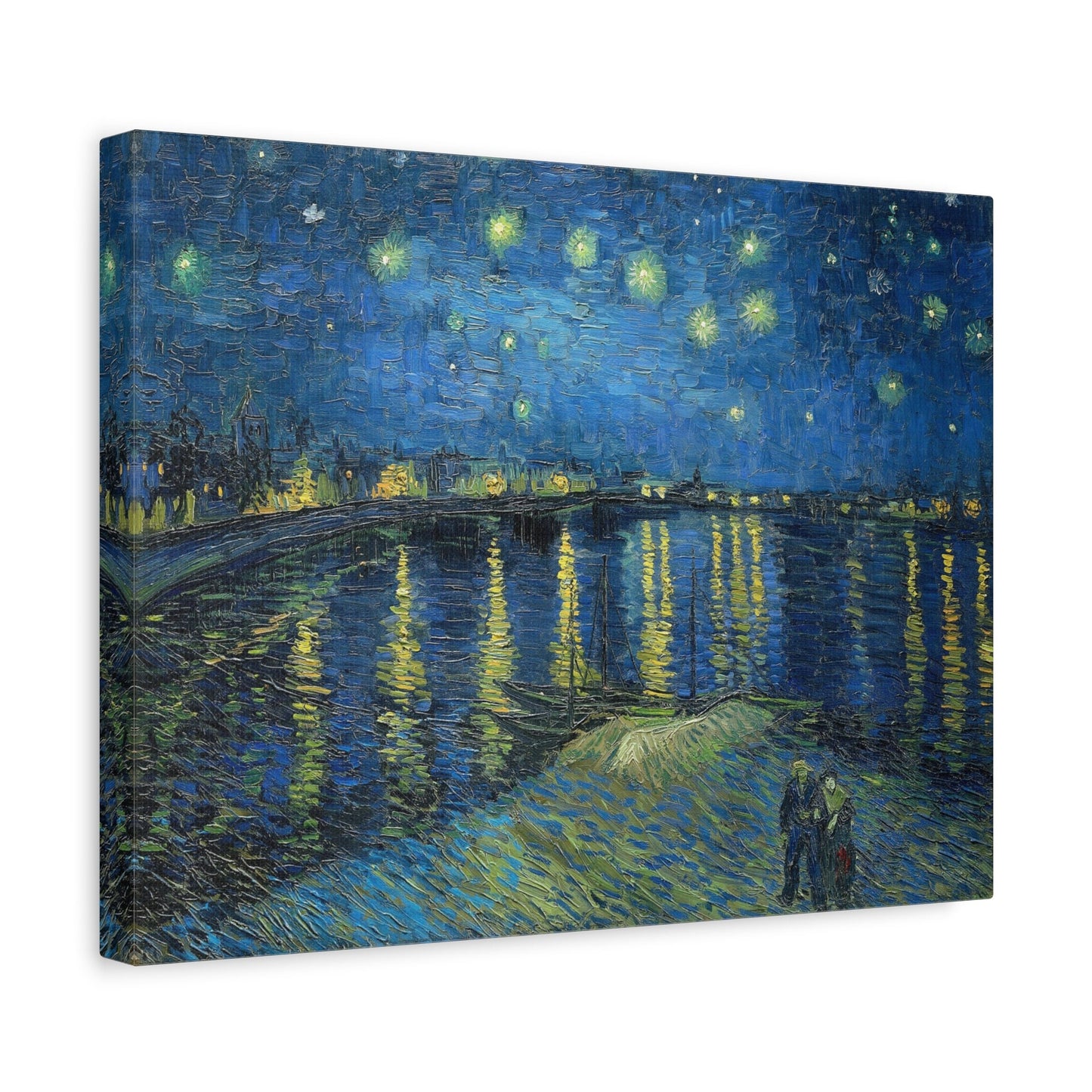 Vincent van Gogh Starry Night Over the Rhone Stretched Canvas Wall Art, Van Gogh Canvas Reproduction Print, Post Impressionism Wall Art