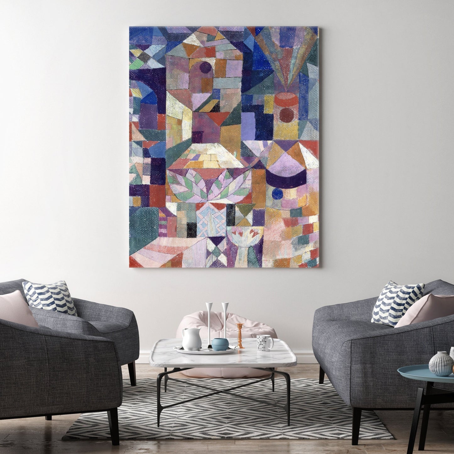 Paul Klee Burggarten Stretched Canvas Wall Art, Paul Klee Reproduction Print, Paul Klee Painting Ready to Hang Canvas, Abstract Wall Art