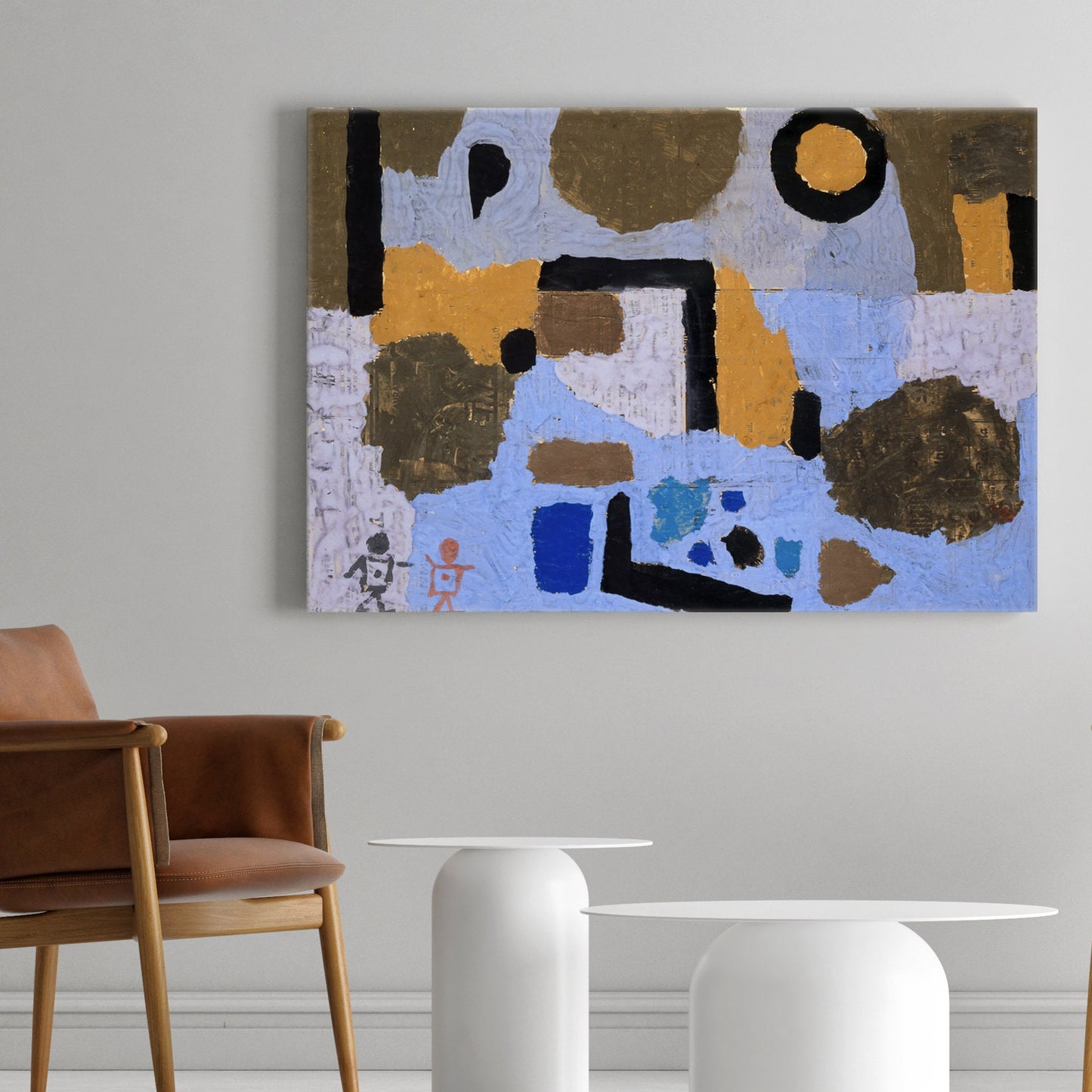Paul Klee With the two lost ones (1938) Stretched Canvas Modern Wall Art, Paul Klee Reproduction Abstract Painting, Ready to Hang Print