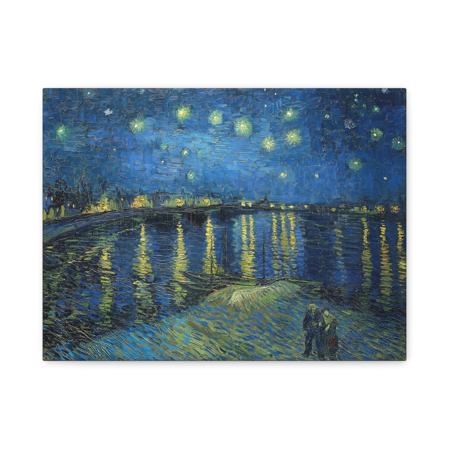 Vincent van Gogh Starry Night Over the Rhone Stretched Canvas Wall Art, Van Gogh Canvas Reproduction Print, Post Impressionism Wall Art