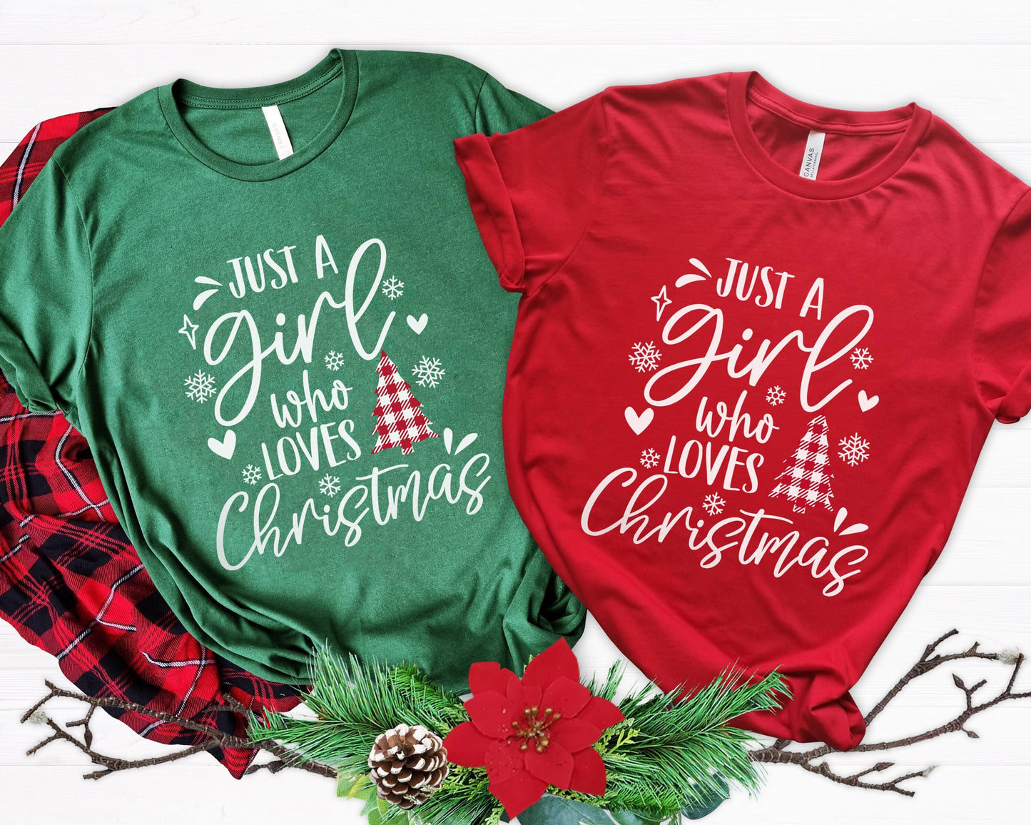 Weihnachtsgeschenk T-Shirt, Feiertags-Shirt, Weihnachts-T-Shirt, Just a Girl who loves Christmas Holiday Gift Shirt, Frohe Weihnachten Shirt