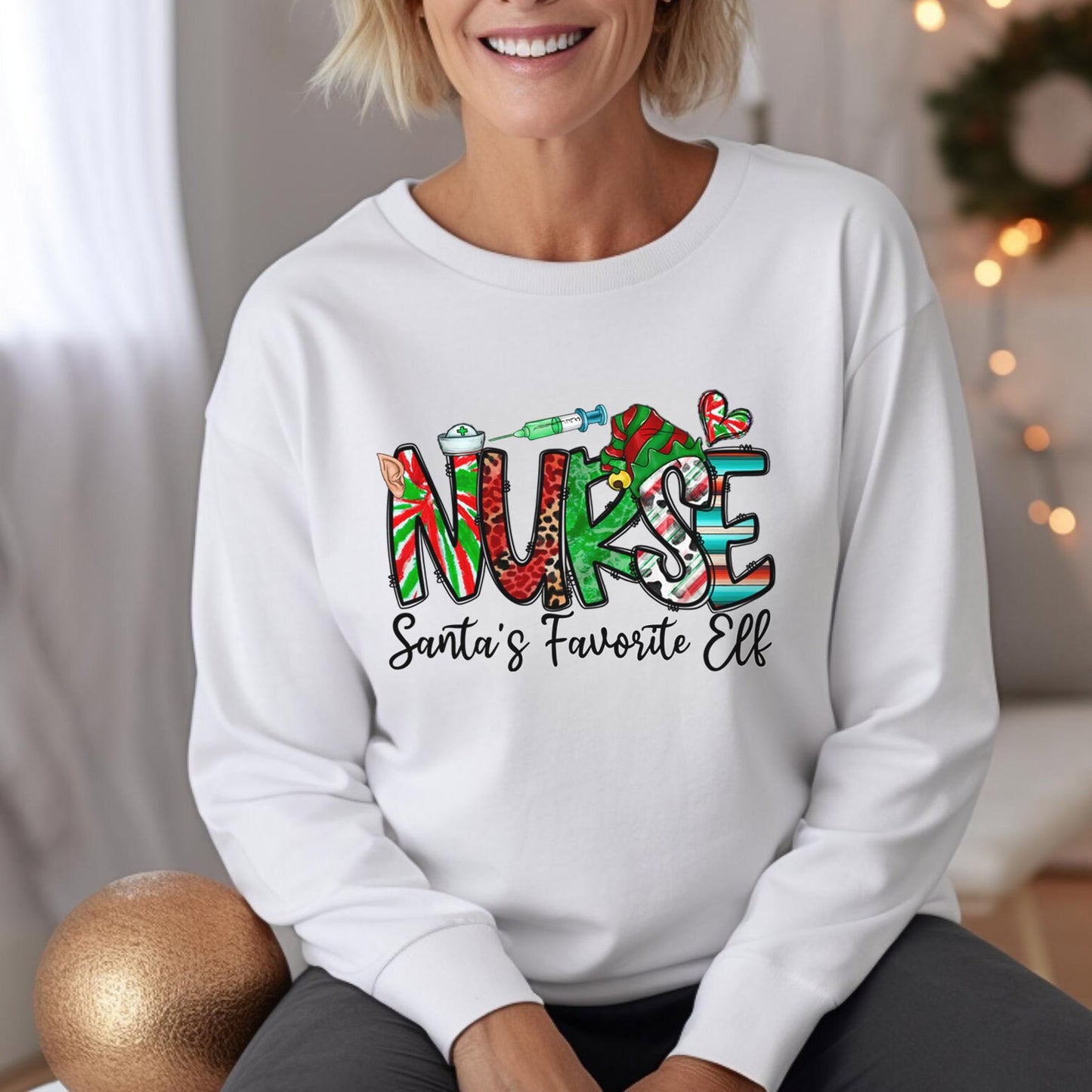 Santa's Favorite Elf Christmas Sweatshirt, Elf Shirt, Holidays Sweatshirt, Santa Gift Shirt, Unisex Sweatshirt, Gift for Her, Gift for Him