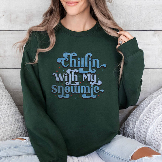 Winter Schnee Sweatshirt, Chillin with My Snowmies Shirt, Feiertags Geschenk Sweatshirt, Weihnachts Unisex Geschenk Sweatshirt, Geschenk für Sie, Geschenk für Ihn