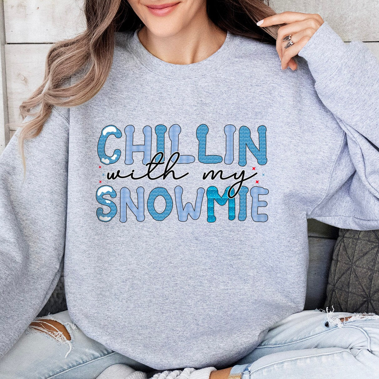 Chillin with My Snowmies Schnee Sweatshirt, Weihnachtsgeschenk Shirt, Winterferien Weihnachten Unisex Geschenk Sweatshirt, Geschenk für Sie, Geschenk für Ihn