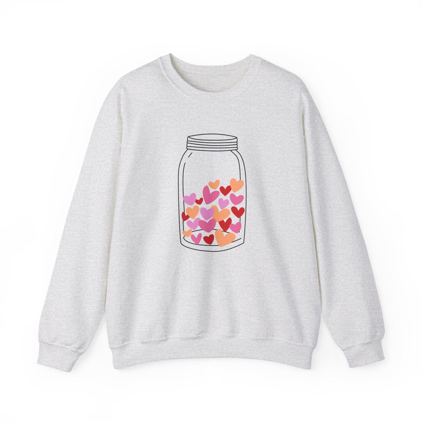 Jar with Valentine Hearts Sweatshirt, Hearts in a Jar Valentines Day Long Sleeves Love Shirt, Love Shirt for Valentines Day, Gift for Her