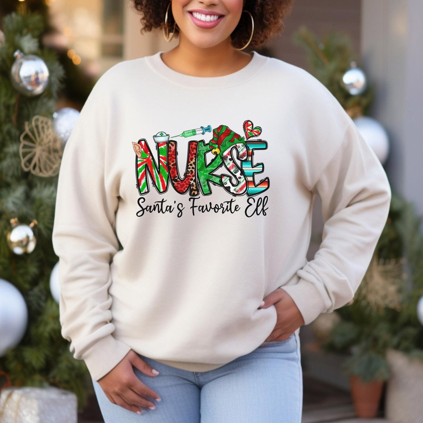Santa's Favorite Elf Christmas Sweatshirt, Elf Shirt, Holidays Sweatshirt, Santa Gift Shirt, Unisex Sweatshirt, Gift for Her, Gift for Him