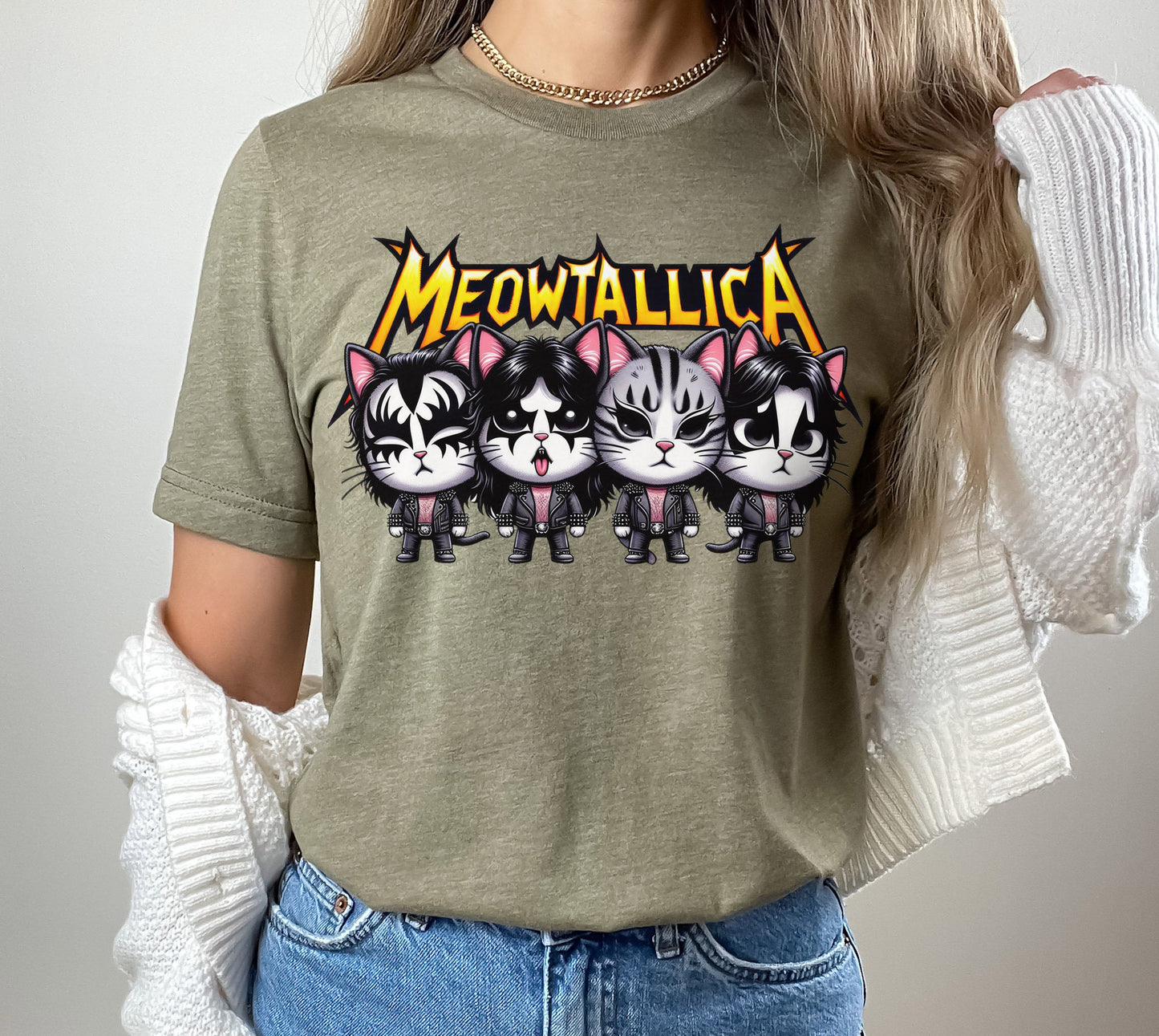 T-shirt Meowtallica Cats, T-shirt drôle de chat, T-shirt Rocker Cats, T-shirt cadeau pour amoureux des chats, T-shirt drôle de parodie de Metallica, T-shirt cadeau pour propriétaire de chat
