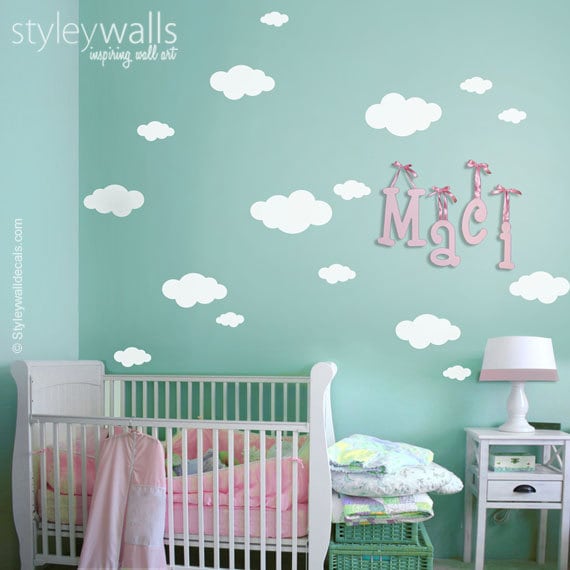 Clouds Wall Decal, Clouds Wall Sticker, Clouds Decor for Children Baby Nursery Room, Clouds Wall Decal Sticker, Cloud Nursery Wall Decal
