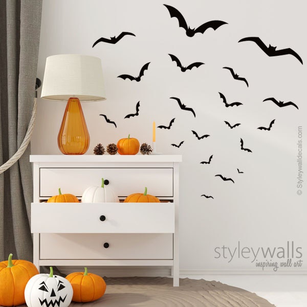 Halloween Wall Decal, Bats Wall Decal, Bats Wall Sticker, Bats Halloween Wall Decal for Office Home Decor, Halloween Decor Wall Decal