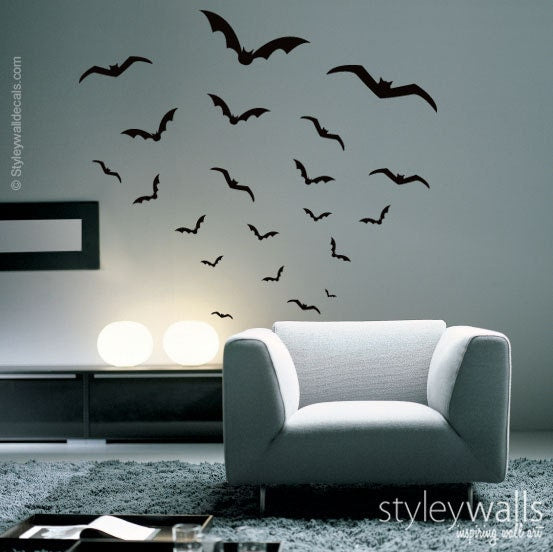 Halloween Wall Decal, Bats Wall Decal, Bats Wall Sticker, Bats Halloween Wall Decal for Office Home Decor, Halloween Decor Wall Decal