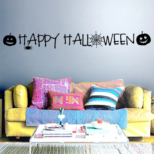 Halloween Wall Decal, Happy Halloween Wall Decal, Halloween Wall Sticker, Pumpkins Wall Decal, Halloween Wall Decal for Office Home Decor