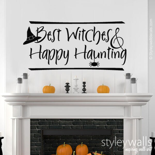 Halloween Wall Decal, Happy Haunting Halloween Wall Decal, Best Witches and Happy Haunting Spider Wall Decal for Home Decor