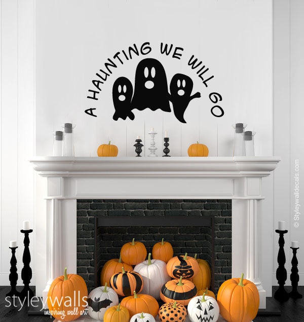 Halloween Wall Decal, Ghosts Wall Decal, Ghosts Wall Sticker, A Haunting We will Go Wall Decal, Halloween Wall Decal for Office Home Decor