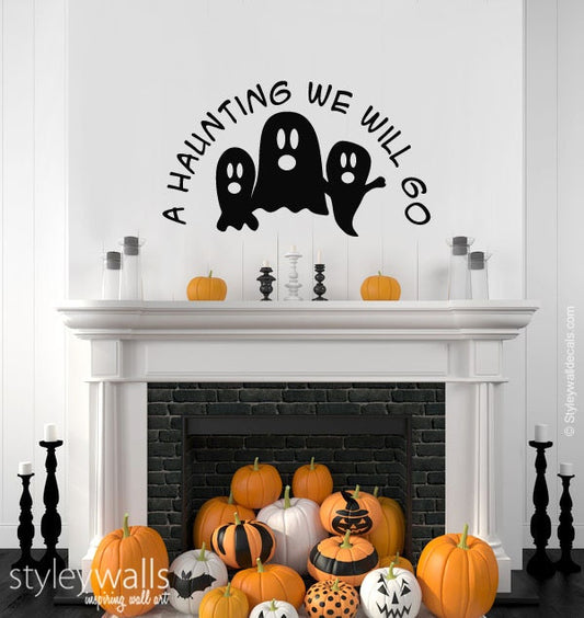 Halloween Wall Decal, Ghosts Wall Decal, Ghosts Wall Sticker, A Haunting We will Go Wall Decal, Halloween Wall Decal for Office Home Decor