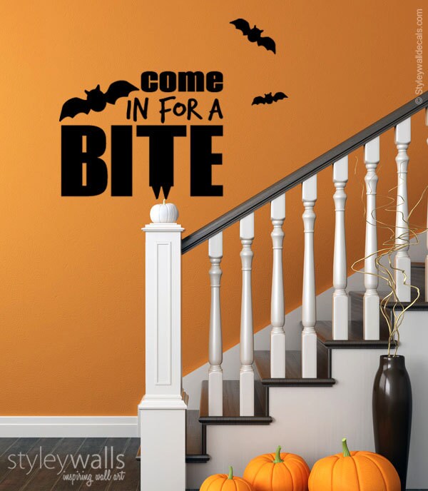 Halloween Wall Decal, Come in for a Bite Wall Decal, Bats Halloween Wall Decal for Office Home Decor, Halloween Decor Wall Decal