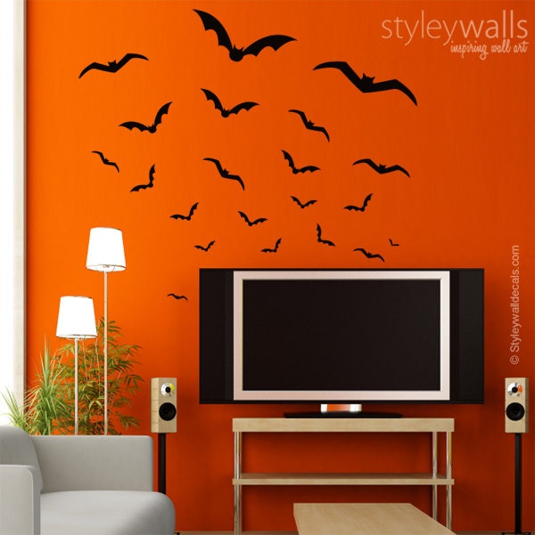 Halloween Wall Decal, Bats Wall Decal, Bats Wall Sticker, Bats Halloween Wall Decal for Office Home Decor, Halloween Decor Wall Decal