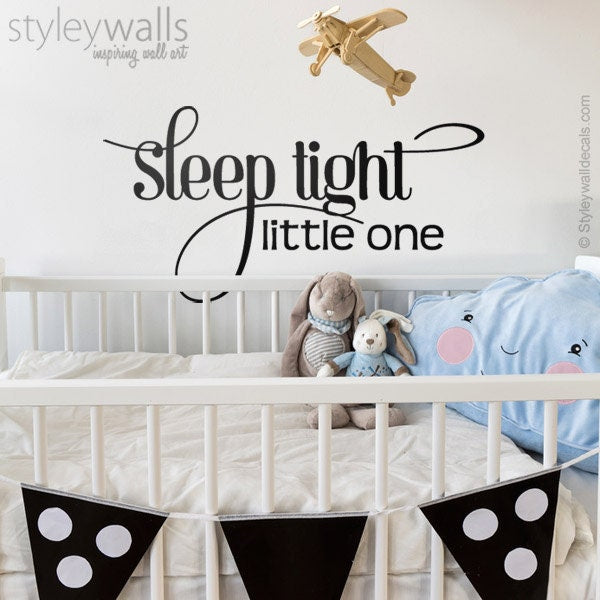 Sleep Tight Little One Wall Decal, Sleep Tight Little One Sticker, Kids Room Wall Quote, Night Wall Decal, Wall Sticker for Nursery Decor