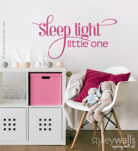 Sleep Tight Little One Wall Decal, Sleep Tight Little One Sticker, Kids Room Wall Quote, Night Wall Decal, Wall Sticker for Nursery Decor