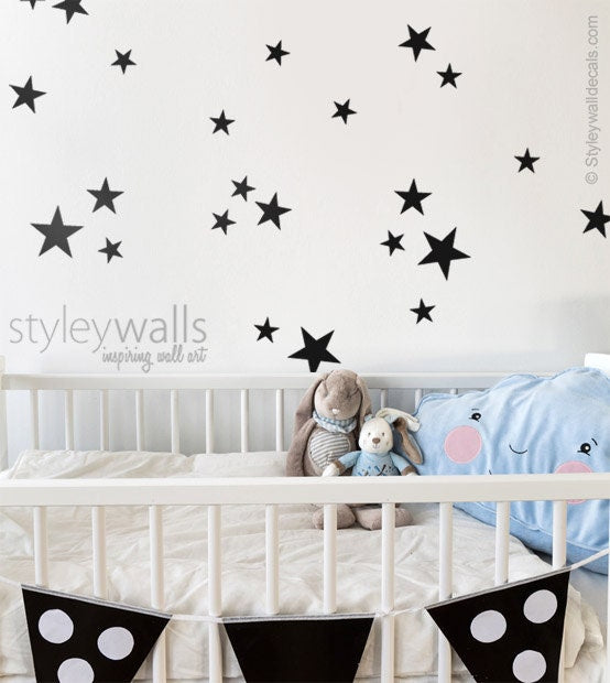 Autocollant mural étoiles, autocollant mural étoiles, décoration murale étoiles pour chambre d'enfant, autocollant mural pour chambre de bébé, décoration murale étoiles, lot de 50 autocollants muraux étoiles