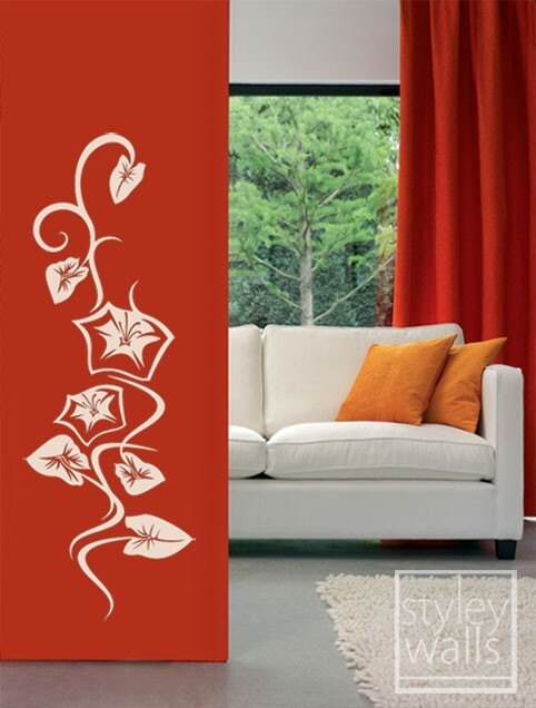 Autocollant mural en vinyle à motif floral ornemental moderne