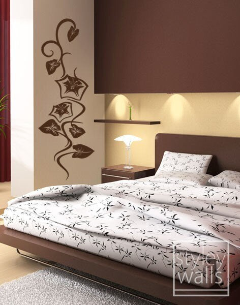 Autocollant mural en vinyle à motif floral ornemental moderne