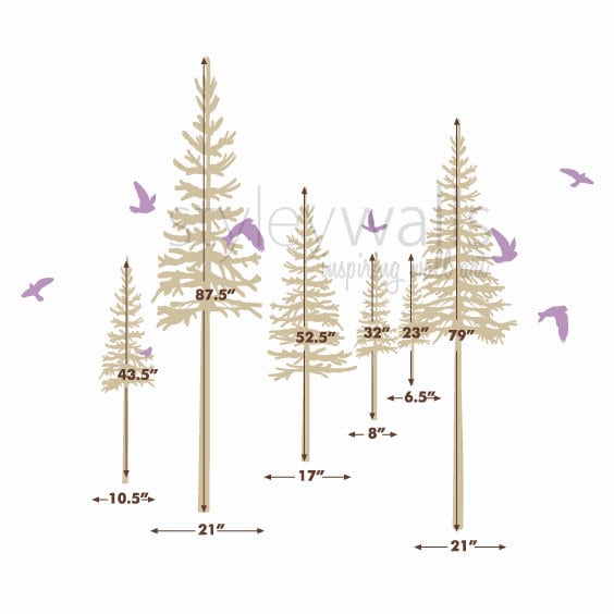 Autocollant mural pins, autocollant mural arbres d'hiver, autocollant mural arbres de forêt, autocollant mural, autocollant mural arbres et oiseaux décoration de salon