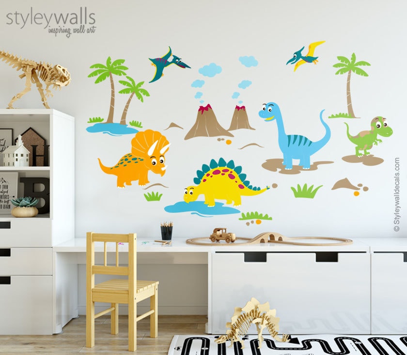 Dinosaurs Wall Decals for Nursery, Dinosaurs Wall Stickers, Playroom Kids Room Dinosaurs Wall Decor, T-Rex Wall Decal, Dinosaurs Wall Decor