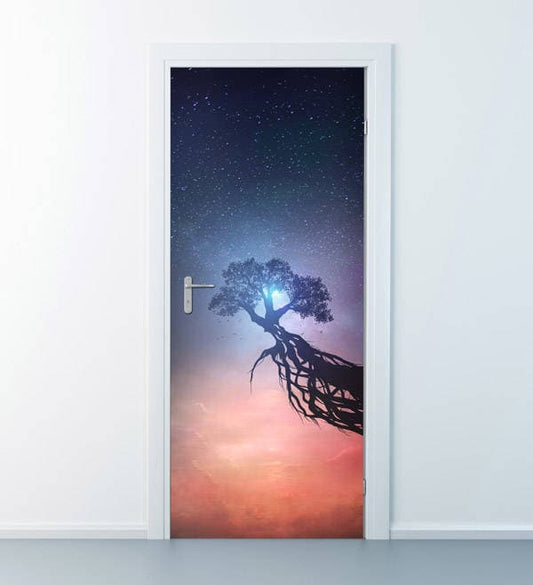 Natur Türaufkleber, Natur Baum Türaufkleber, Türtapete, Tür wandbild, Schlafzimmer Wohnzimmer Tür Dekor, Natur Wanddekoration Wandbild
